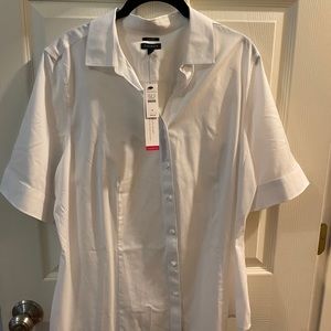 NWT Talbots white button up short sleeve shirt